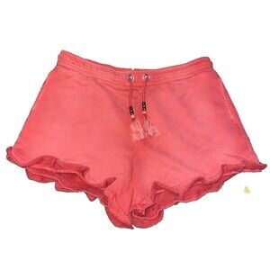PAIGE Women’s Amandine Shorts size L NWT Fleece Drawstring High Rise Ruffled